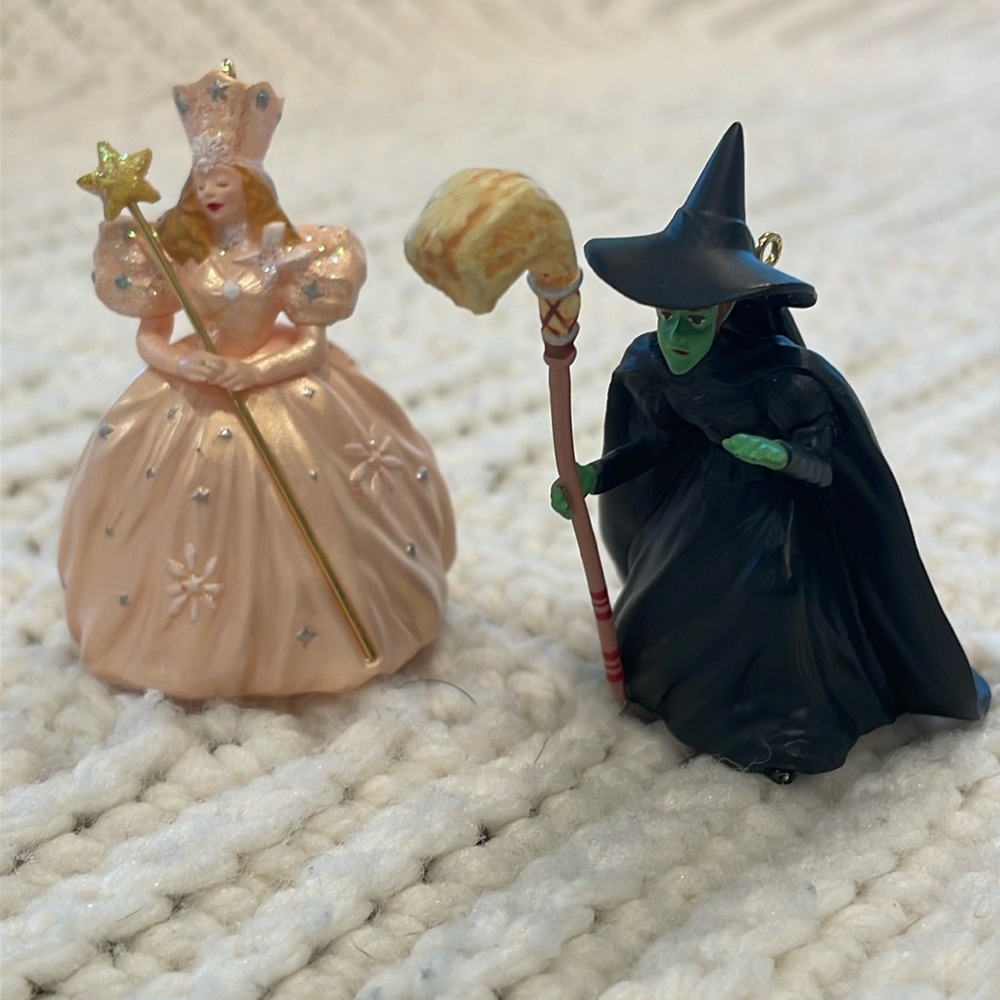 Hallmark Wizard of Oz 1997 Glenda and Wicked Witch ornaments